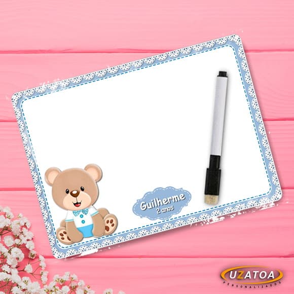 Lembrancinha Lousa Mágica Ursinho Personalizada em mdf