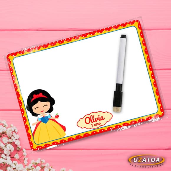 Lembrancinha Lousa Mágica Branca de Neve Personalizada em mdf