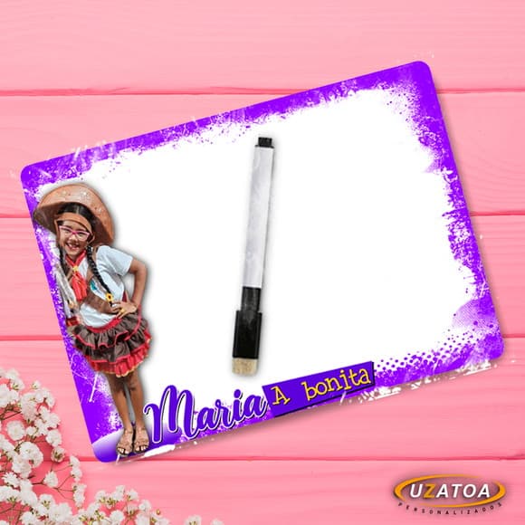 Lembrancinha Lousa Mágica Maria Bonita Personalizada em mdf
