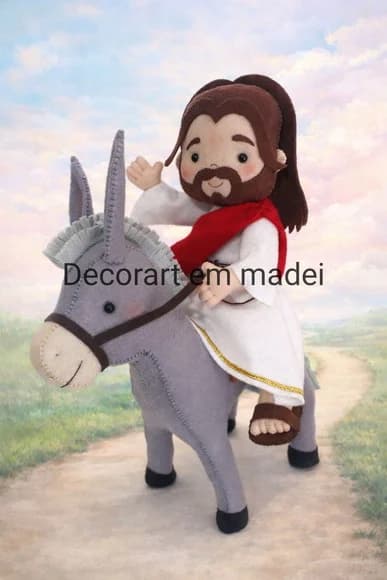 Jesus e o Jumentinho Boneco Decoração em Feltro