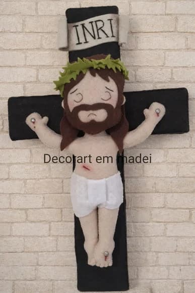Jesus Crucificado Boneco Santinho Feltro