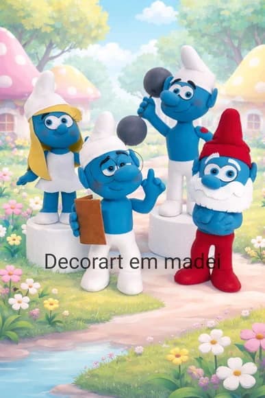Smurfs Bonecos Decorativos em Feltro - 4 Personagens