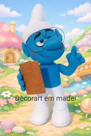 Smurfs Smurf Gênio Boneco Decorativo em Feltro