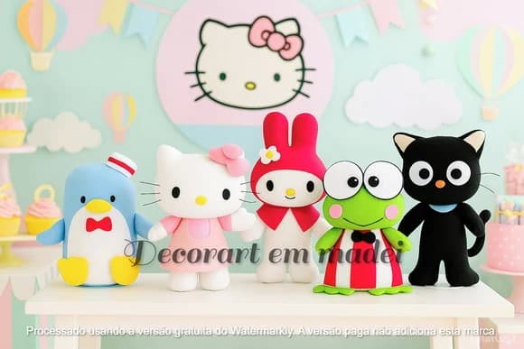 Hello Kitty e Sua Turma Bonecas Decorativas em Feltro