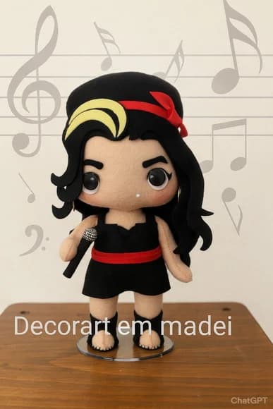 Amy Winehouse Boneca Decoração Feltro