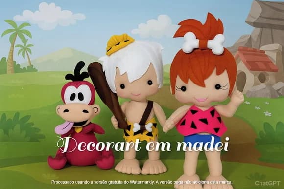 Pedrita e Bam Bam Bonecos Decoração Feltro