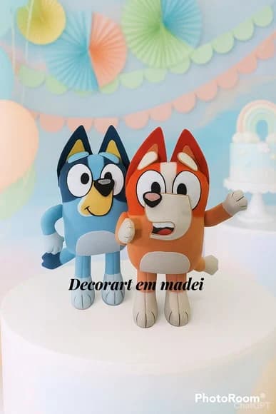 Bluey e Bingo Bonecos Decoração em Feltro