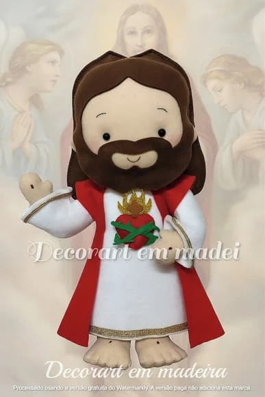 Sagrado Coração de Jesus Boneco Santinho Feltro 30 cm
