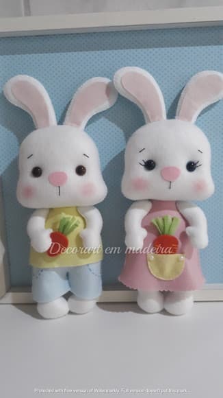 Coelhos Bonecos Decoração em Feltro Páscoa