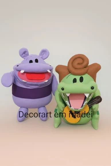 Bonecos Decorativos Jacarelvis e Hipopótamo