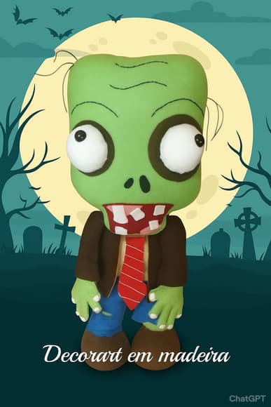 Zumbi Boneco Decoração em Feltro Halloween
