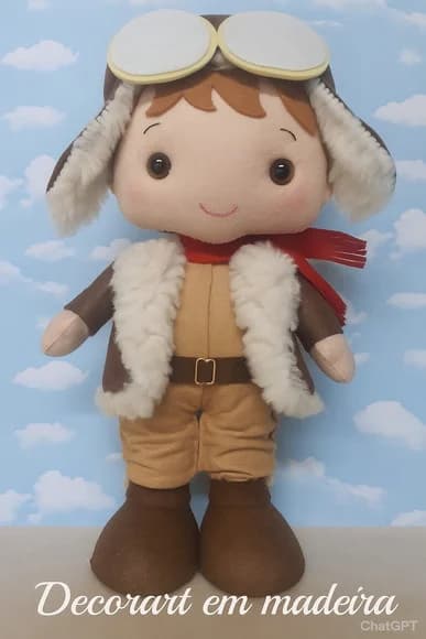 Aviador Boneco Decoração em Feltro