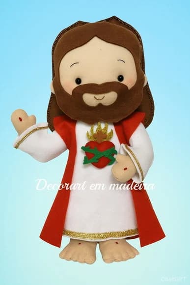 Sagrado Coração de Jesus Boneco Feltro 26 cm