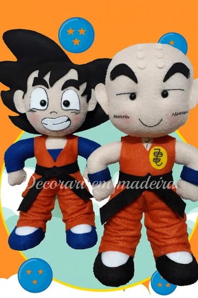 Kuririn e Goten Bonecos Decoração Feltro (dragon Ball)