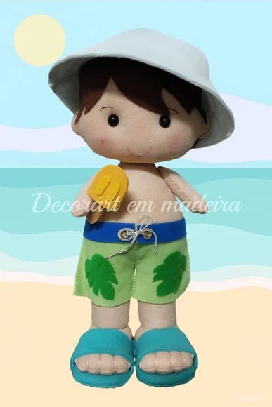 Boneco Feltro Decoração Menino com Picolé