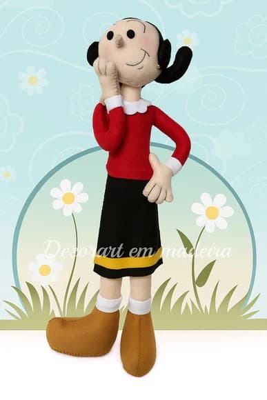 Olívia Palito Boneca Decorativa em Feltro