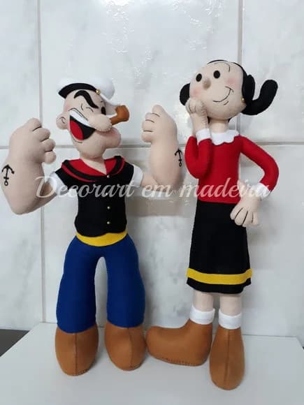 Popeye e Olivia Palito Bonecos Decoração em Feltro