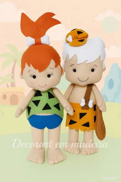 Pedrita e Bam Bam Bonecos Decoração Feltro - foto 1