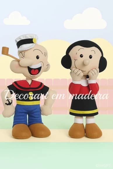 Popeye e Olívia Palito Bonecos Decoração Feltro