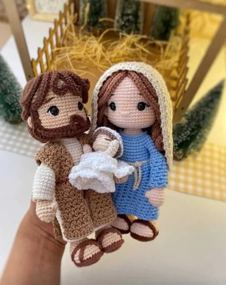 Presépio em Amigurumi Maria, José e Menino Jesus - foto 1