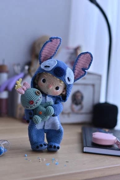 Boneco com Fantasia do Stitch em Amigurumi