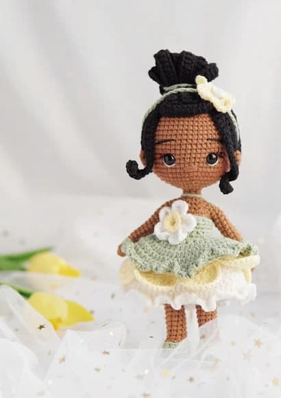 Princesa Tiana em Amigurumi