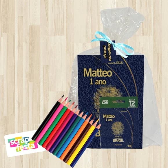 Revista Colorir+embalagem+lápis de Cor Viagem Passaporte