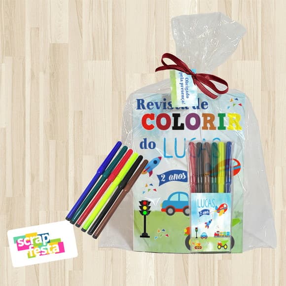 Revista Colorir+embalagem+canetinha Festa Circo Vintage
