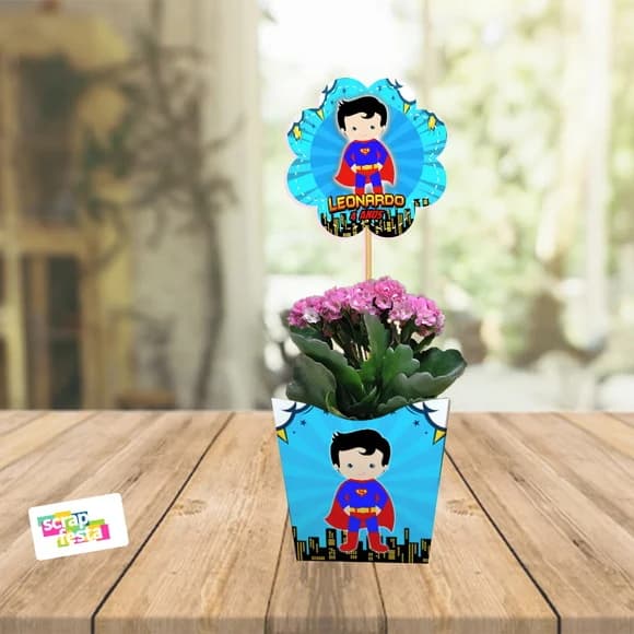 Centro de Mesa Personalizado Festa Super Homem Heróis