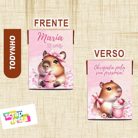 Adesivo Toddynho Personalizado Festa Capivara