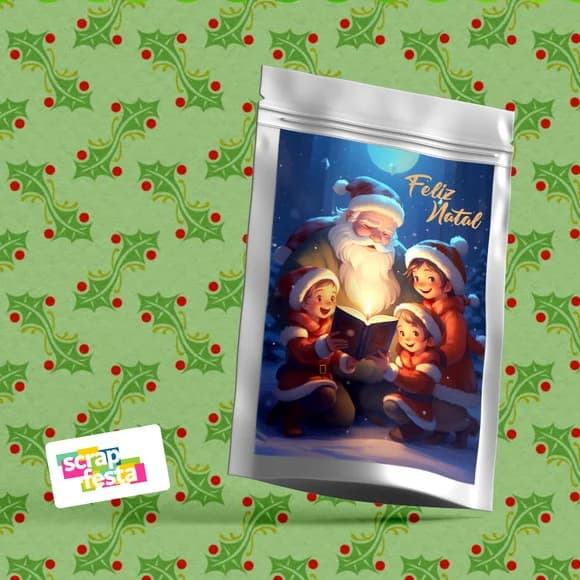 Saquinho Metalizado 14x20 Personalizado Festa Natal