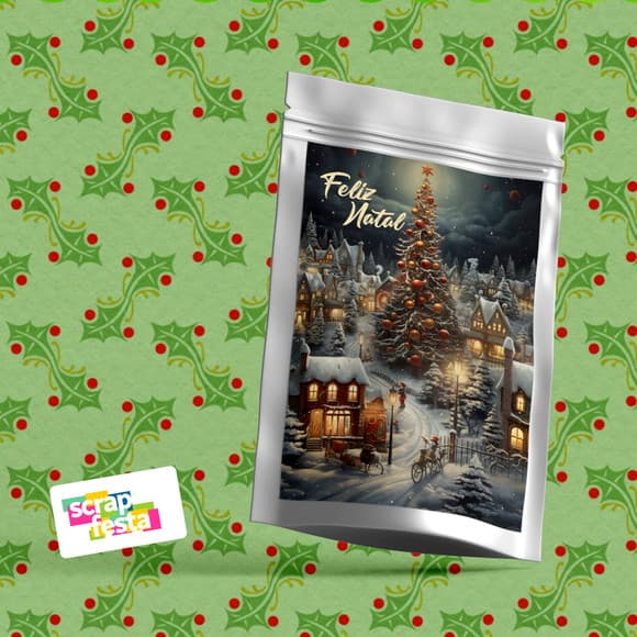 Saquinho Metalizado 14x20 Personalizado Festa Natal