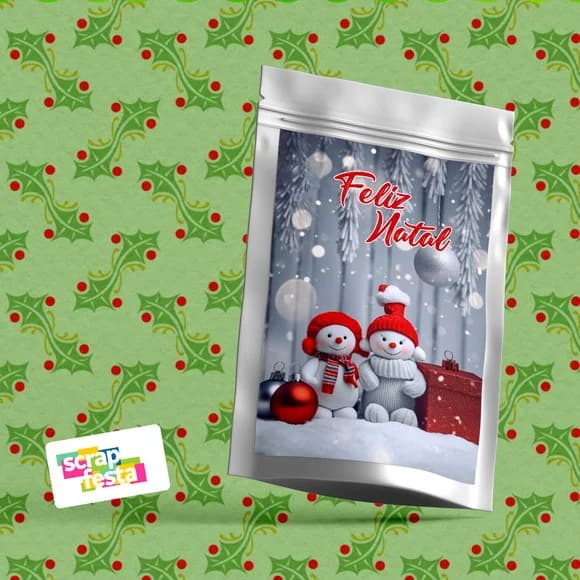 Saquinho Metalizado 14x20 Personalizado Festa Natal