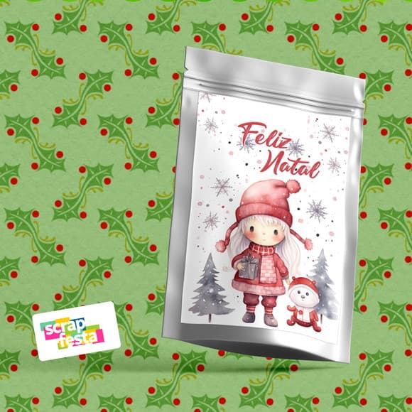 Saquinho Metalizado 14x20 Personalizado Festa Natal