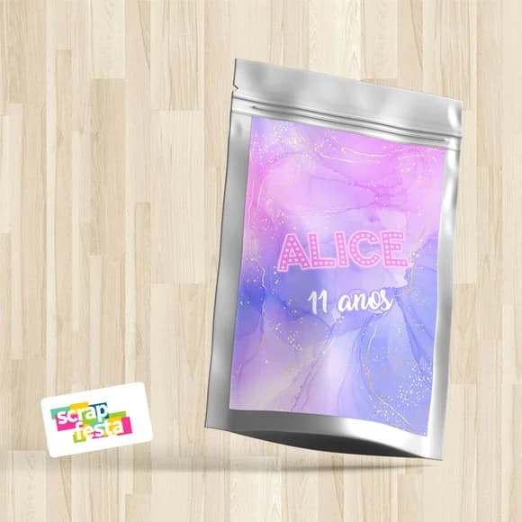Saquinho Metalizado 14x20 Personalizado Aniversário Brilho