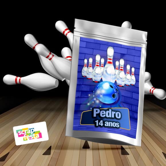 Saquinho Metalizado 14x20 Personalizado Festa Boliche Neon
