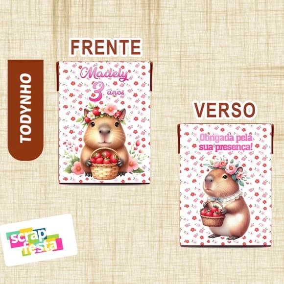 Adesivo Toddynho Personalizado Festa Capivara