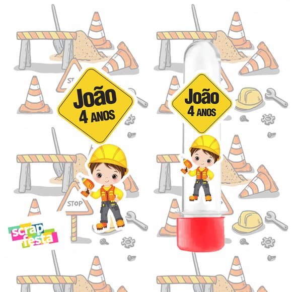 Tubete Personalizado Festa Construção Obra Engenheiro