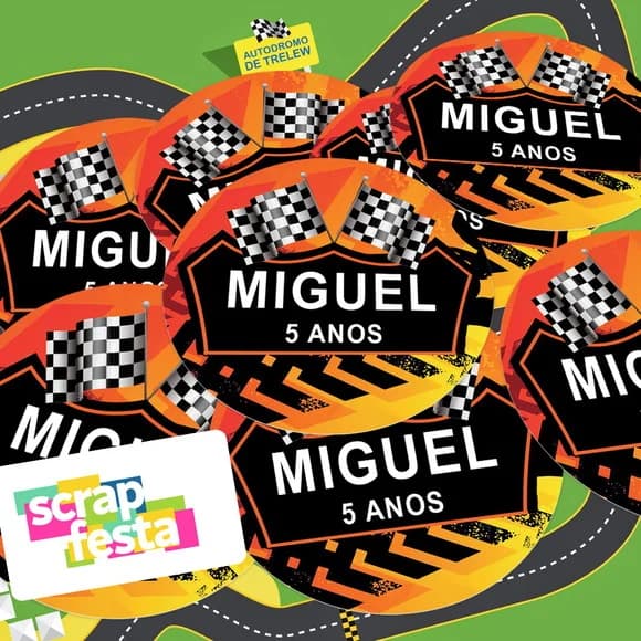 Adesivo 7 cm Redondo Personalizado Festa Corrida Fórmula 1