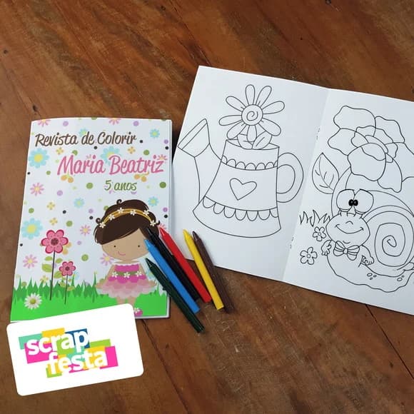 Revista Colorir + Giz de Cera Jardim Encantado