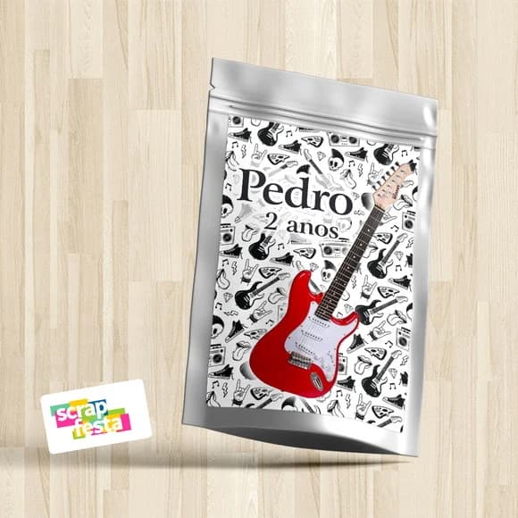 Saquinho Metalizado 14x20 Personalizado Rock'n Roll Musical