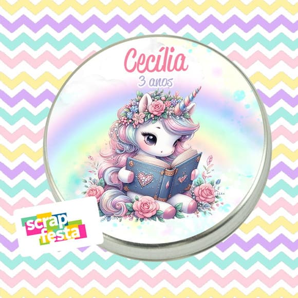 Latinhas Personalizadas Festa Unicórnio Aquarela