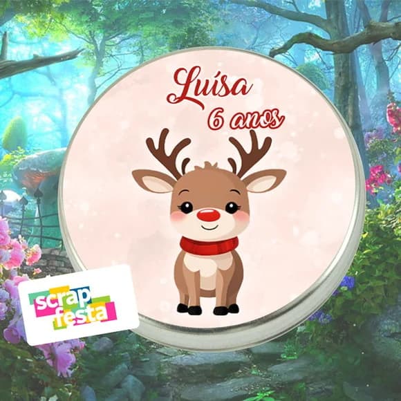 Latinhas Personalizadas Floresta Encantada Aquarela Rena