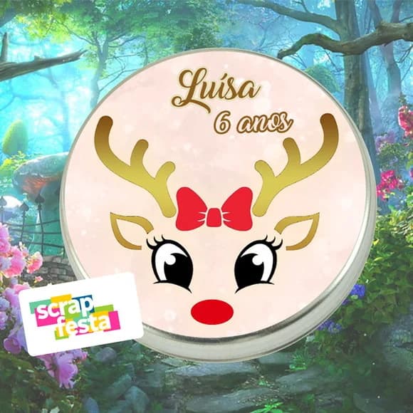 Latinhas Personalizadas Floresta Encantada Aquarela Rena