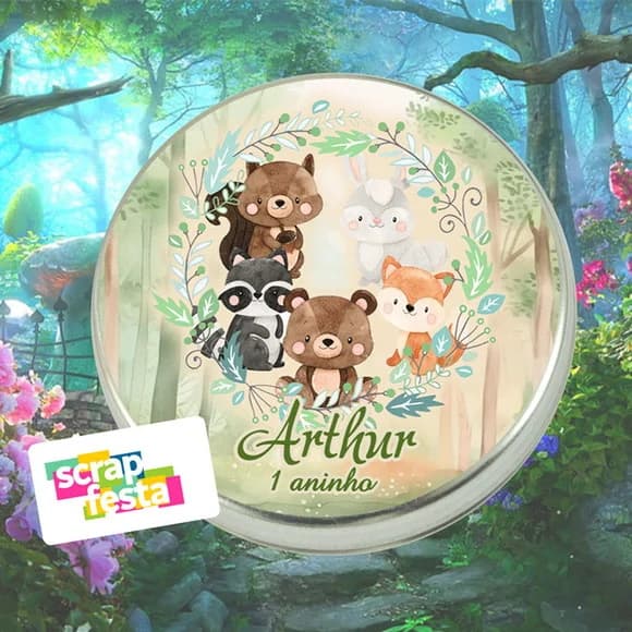 Latinhas Personalizadas Floresta Bosque Encantado Aquarela