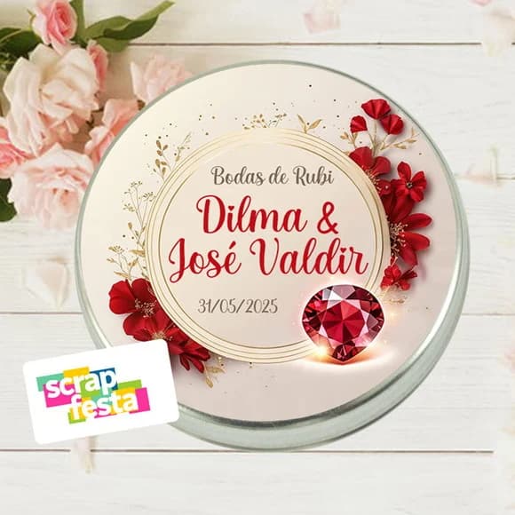 Latinha Personalizada Festa Casamento Bodas de Rubi