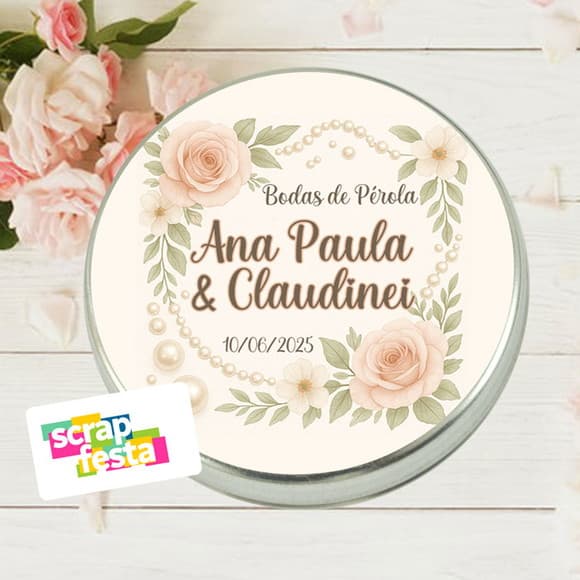 Latinha Personalizada Festa Casamento Bodas de Pérola