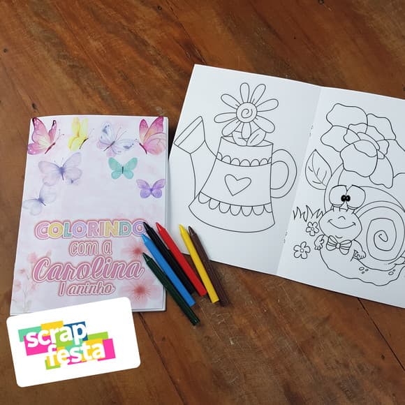 Revista Colorir + Giz de Cera Jardim Encantado Aquarela