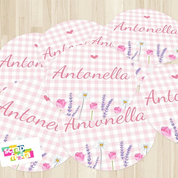 Adesivo 5cm Redondo Maternidade Nascimento Menina Floral