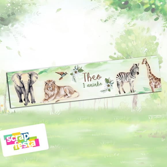 Lapela/solapa Personalizada Festa Safari Realista Aquarela